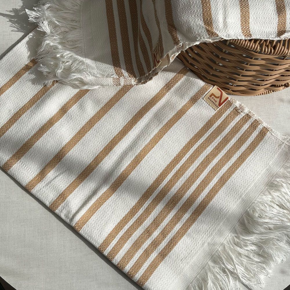 حوله دست و صورت سنتی دست‌بافت نخی پنبه ناز