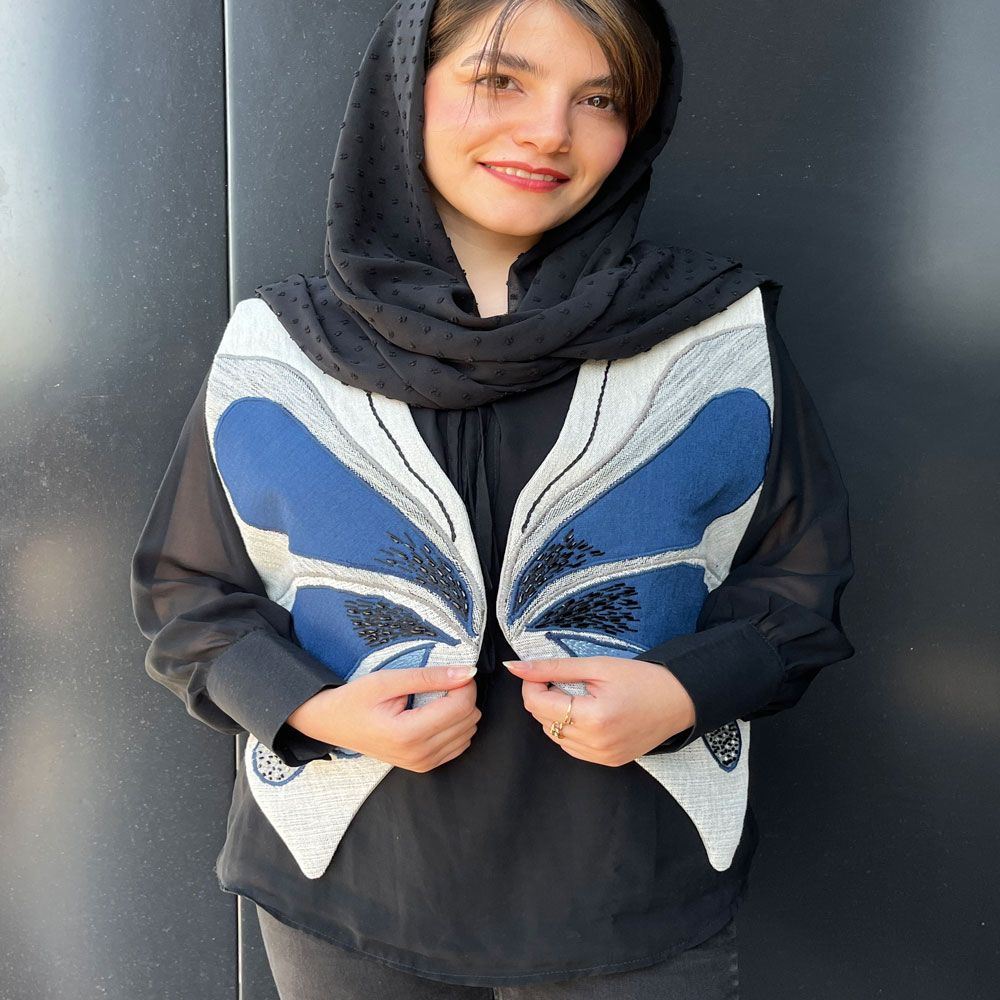 جلیقه جواهر دوزی دست بافت پنبه ای