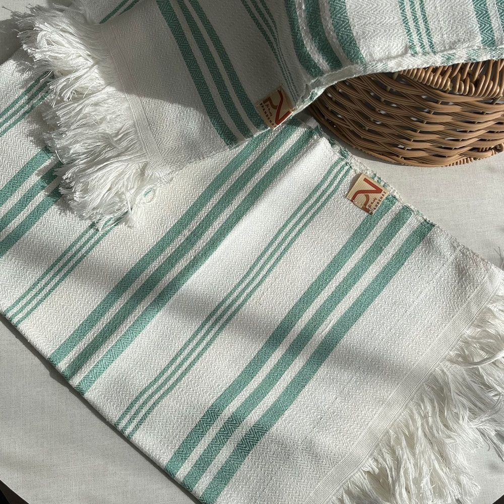 حوله دست و صورت سنتی دست‌بافت نخی پنبه ناز